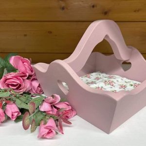 Cestino porta tovaglioli in legno con manico